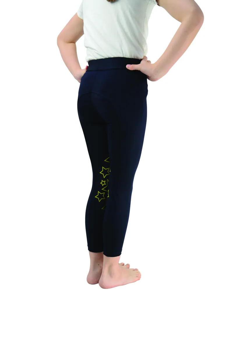 Hy Equestrian Stella Children's Riding Tights - Navy/Yellow-1